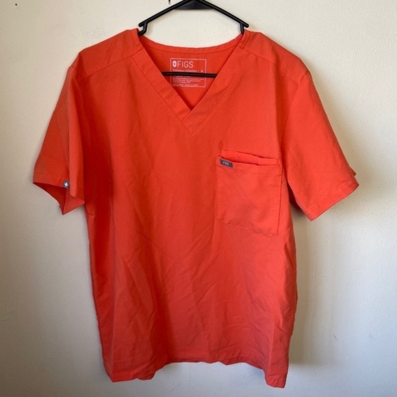 Figs Limited Edition Leon Three-Pocket Scrub Top Sunset Orange - Picture 1 of 5
